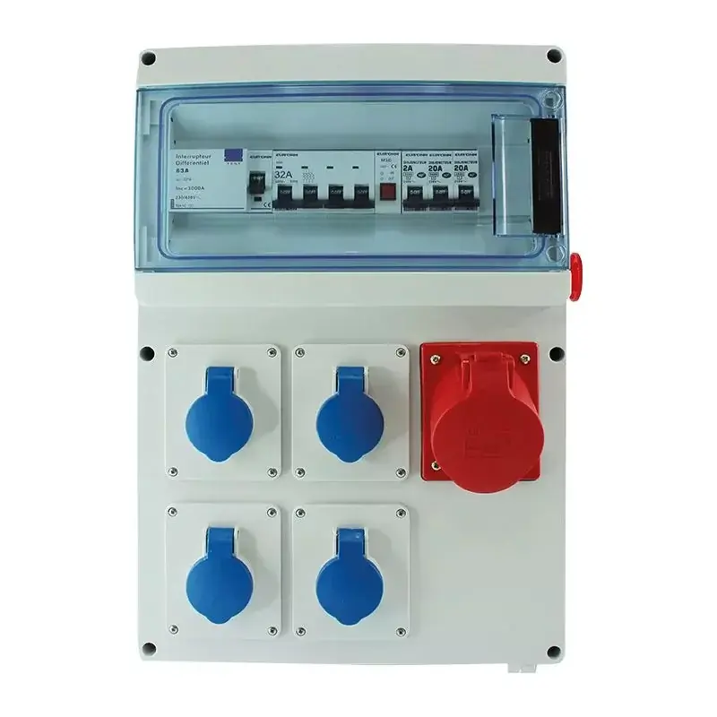 Coffret de chantier triphasé IP65 - 4 prises 2P+T - 1 prise 3P+N+T - 32A Meilleur Choix