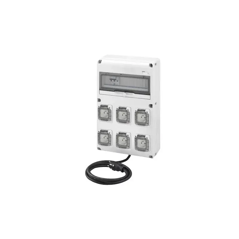 Fait Main Coffret d&rsquo;alimentation provisoire Mono Q-DIN 14 16A – 6 prises
