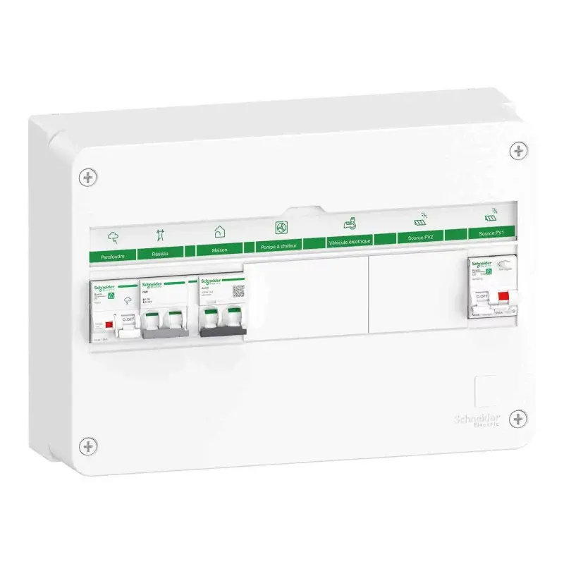 Offre Du Jour Coffret électrique pré-câblé Rési9 Energy Center Schneider – 1 rangée – 18 modules – Mono 4-6 kWc