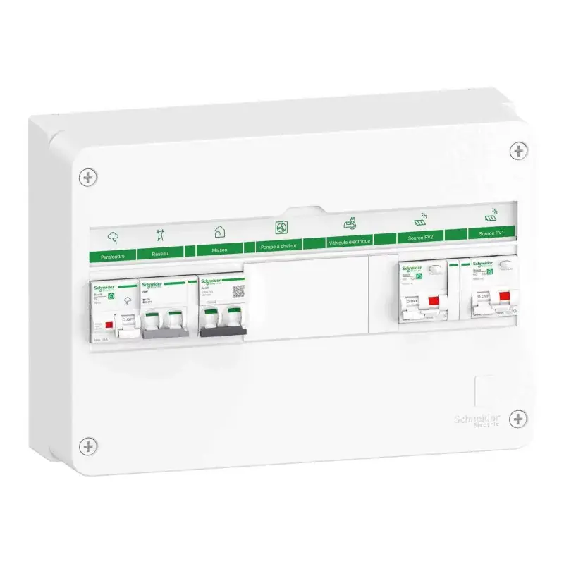 Coffret électrique pré-câblé Rési9 Energy Center Schneider – 1 rangée – 18 modules – Mono 7-9 kWc Réduction