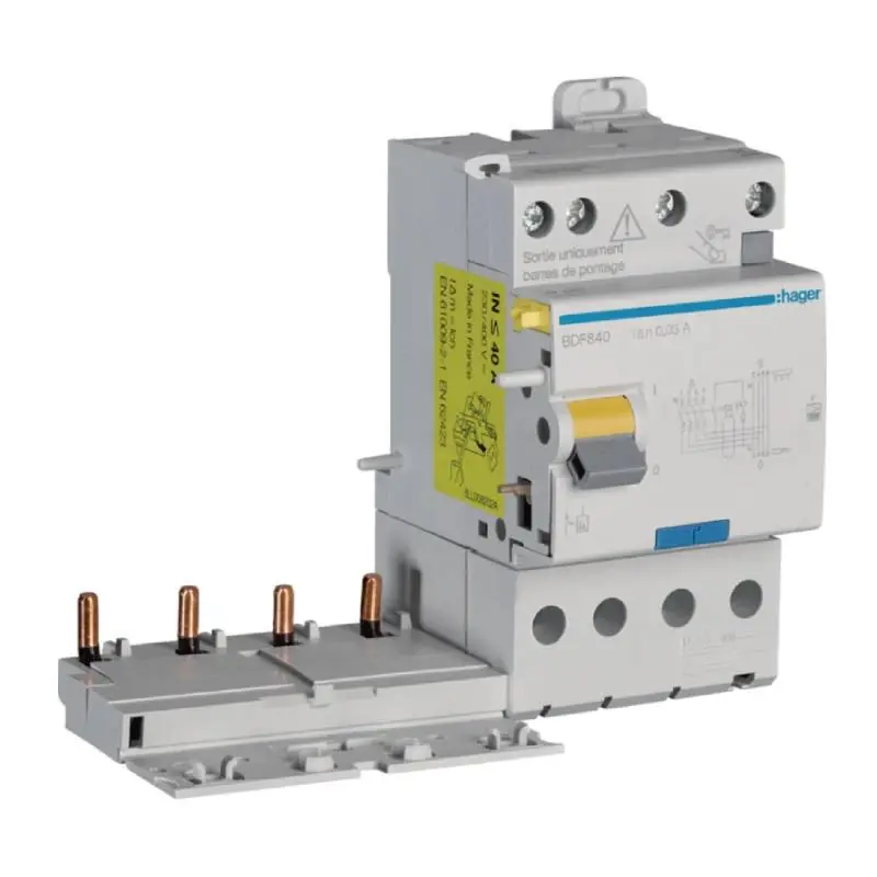 Bloc différentiel double sortie Hager – 4P – 40A – 30mA – Type F Remise