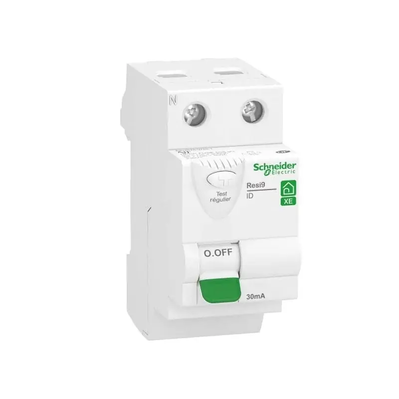 Interrupteur différentiel 63A XE Resi9 Schneider Electric - 4 pas - Type AC - Bipolaire - 30mA - 230V CA - Embrochable Bon Marché