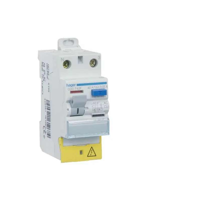 Must-Have Interrupteur différentiel 1P+N Hager - 40A - 30mA - Type AC - A bornes décalées