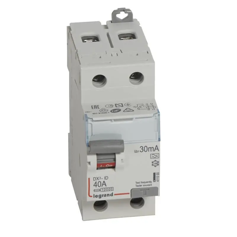 Interrupteur différentiel DX³ ID - Vis/Vis 2P - 230V~ 40A - TypeA - 30mA - Arrivée haute et départ bas - 2M Populaire