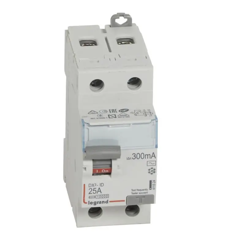 Retour Gratuit Interrupteur différentiel - 25A - 300mA - Type AC - 230V - Vis/vis - Haut/bas
