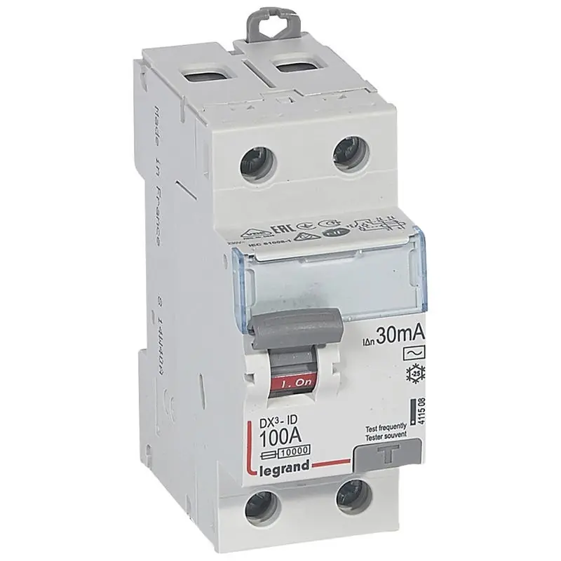 Artisanat Interrupteur différentiel - 100A - 30mA - Type AC - 230V - Vis/vis - Haut/Bas