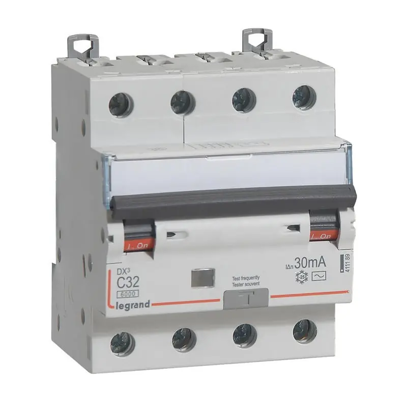 Satisfait Ou Remboursé Disjoncteur différentiel mono DX³ - 6000A - 10kA - 32A - 30mA - Courbe C - Tétrapolaire