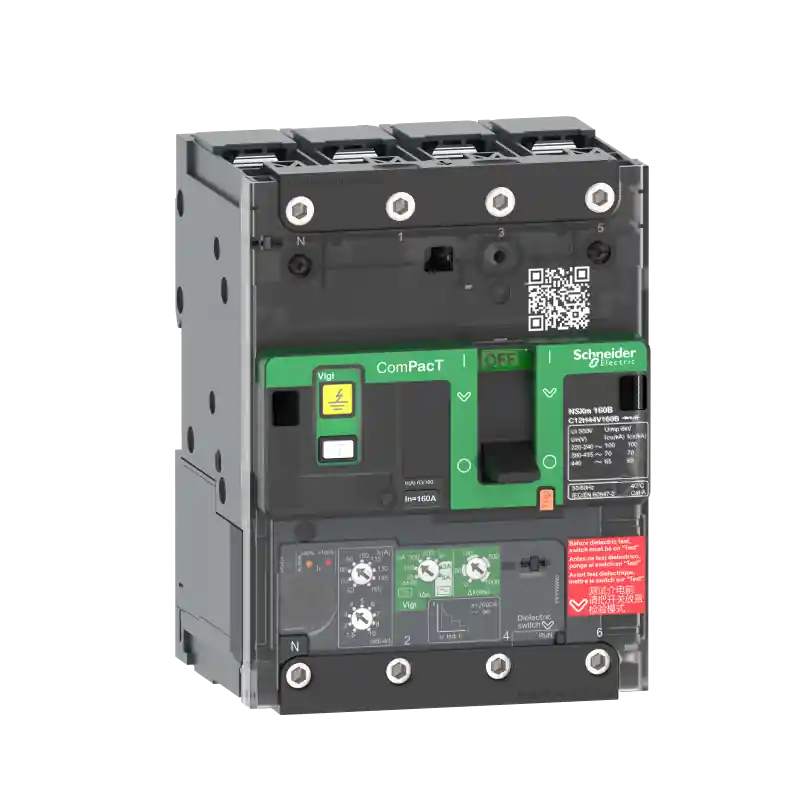 Usine Directe Disjoncteur différentiel Vigi ComPacT NSXmE - MicroLogic 4.1 - Type A/AC - 25A - 4P4D - 16kA - Borne à cosses