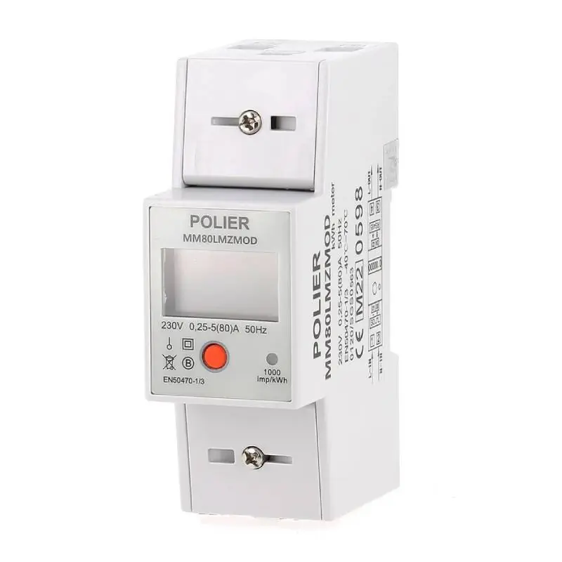 Compteur électrique modulaire Polier - Monophasé - 80A - MID - Modbus RS485 Dernier Modèle