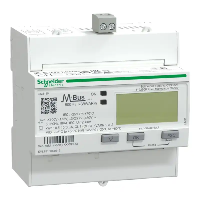 Compteur d'énergie triphasé Acti9 iEM-3155 Schneider Electric - 63A - Multi Tarif - Alarme Kw - Mbus - MID Affaire À Saisir