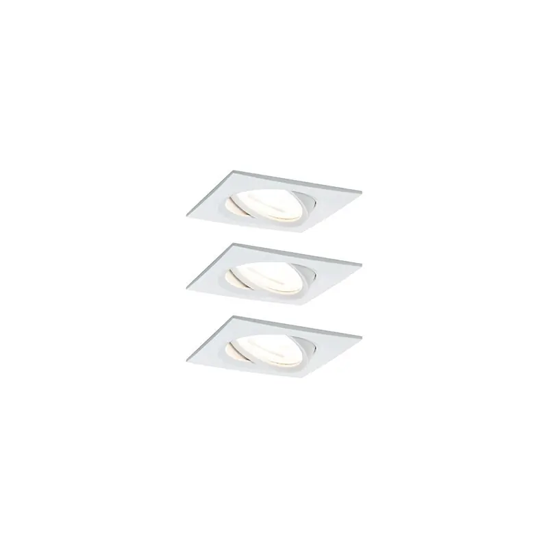 Kit de 3 spots encastrés LED Nova - Carré - GU10 - Blanc - 6,5W - 2700K - IP23 - Avec ampoule Paiement Sécurisé