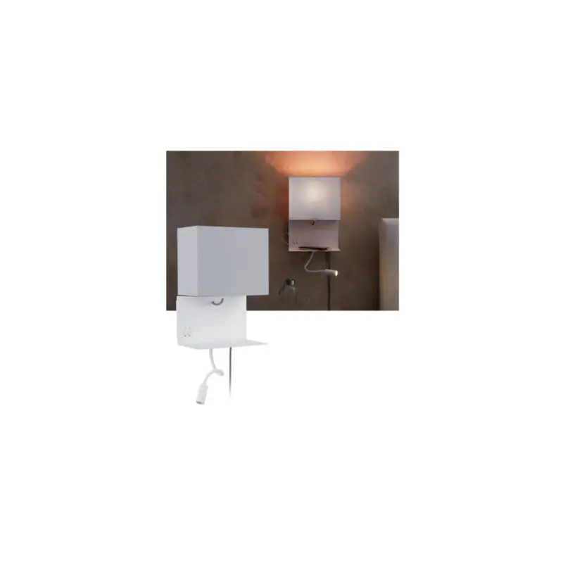 Offre Limitée Applique murale avec étagère Mérani - Métal - E27 - 40W - IP20 - Avec ampoule