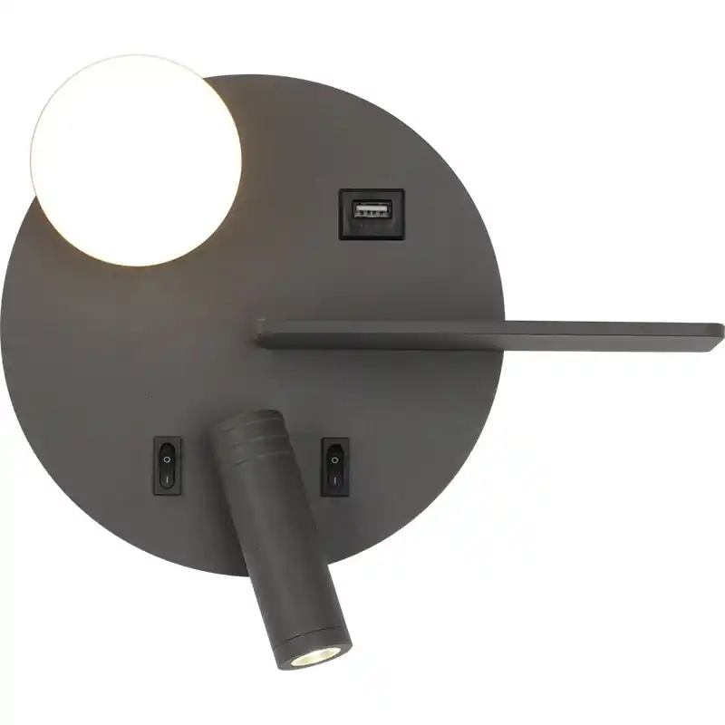 Lampe applique avec liseuse Dita par Arlux - Gauche - 5+3W - 350+210lm - Anthracite Haute Qualité