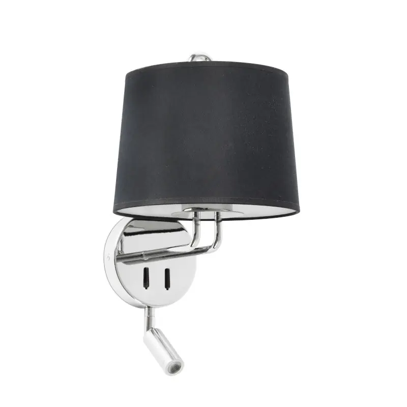Lampe applique avec liseuse Montreal par Faro - Chrome/noire - Sans ampoule - E27 Achat Immédiat