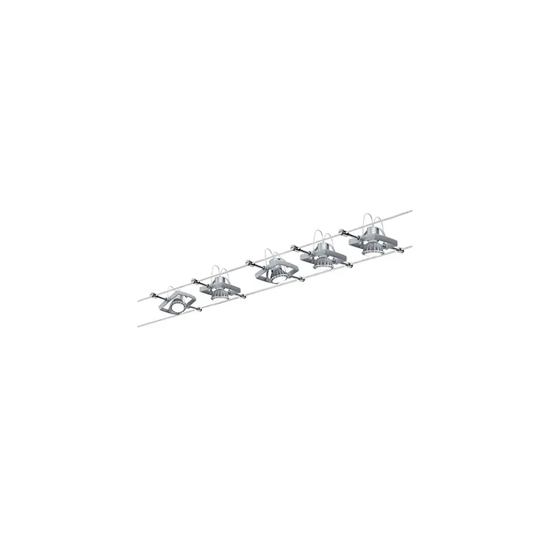 Kit complet comprenant 5 spots Mac II sur câbles - 5x10W - GU5.3- 60 VA - Chrome mat - Dimmable Vente Flash