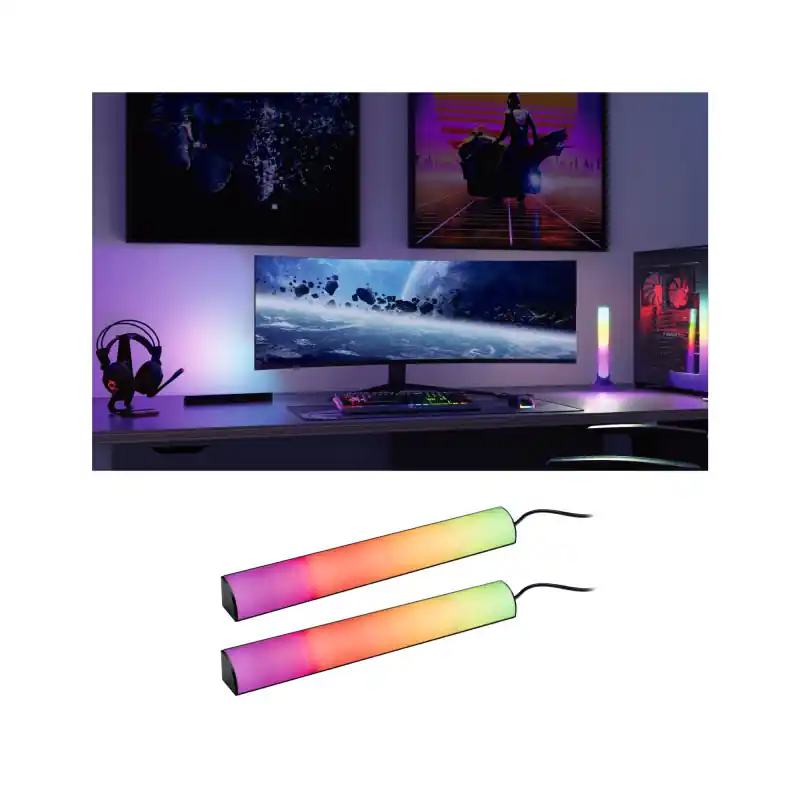 Satisfait Ou Remboursé Kit Lightbar Dynamic Rainbow RGB Paulmann - 2x0,6W - 2x30cm