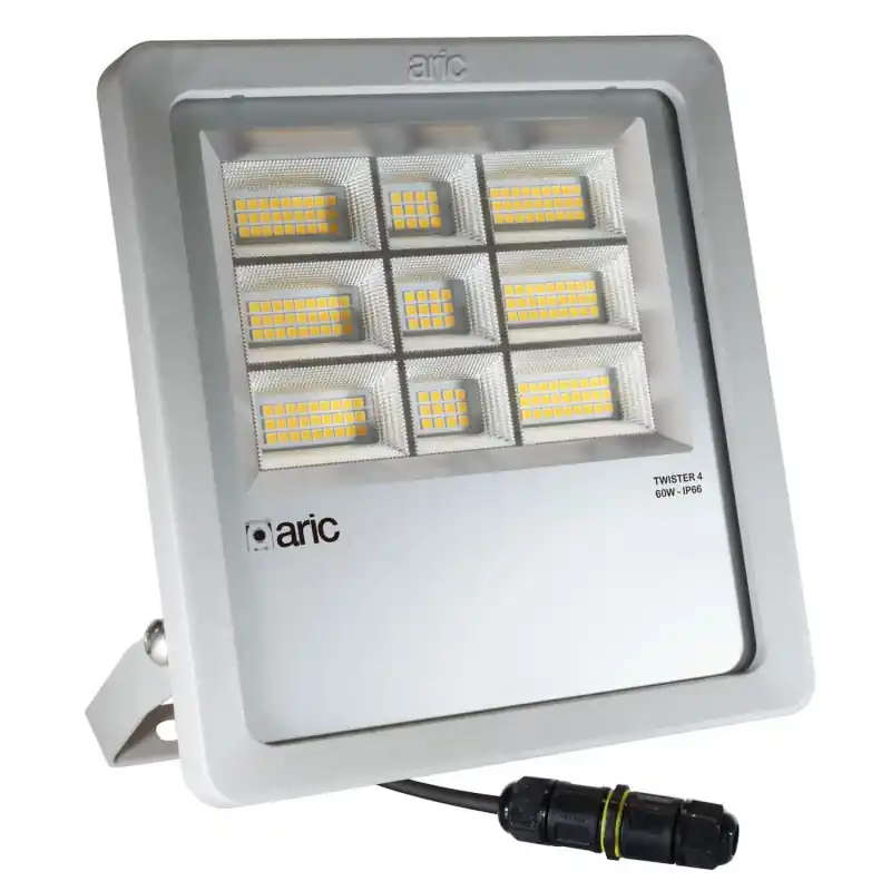 Haute Qualité Projecteur extérieur LED TWISTER 4 Aric - 60W - 3000K - Gris