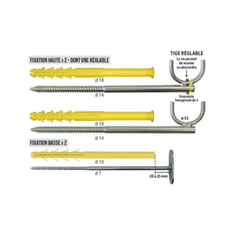 Lot de 2 fixations pour radiateurs fonte ING Fixations - Vis + cheville - 18x240mm Exclusif