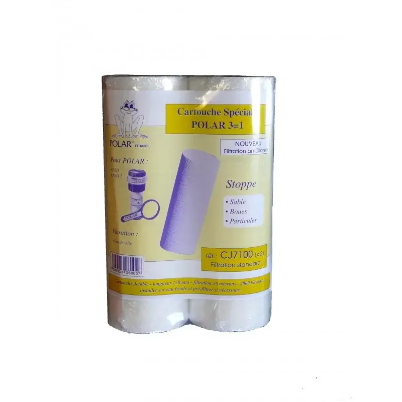 Lot de 2 cartouches filtrantes Anti-boue Polar - jetable - 2000l/h - 50µm - pour filtre PSD Meilleure Qualité
