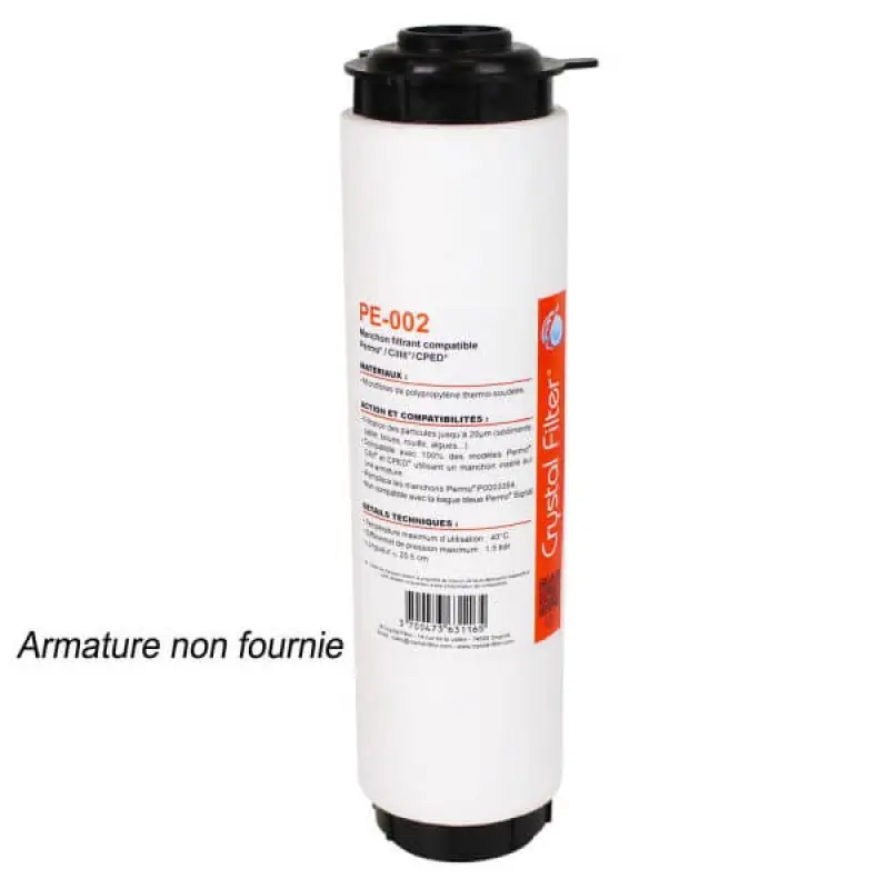 Offre Du Jour Manchon filtrant PE-002 Crystal Filter - 10" - 20 microns - Compatible Permo Cristal 3 et 4