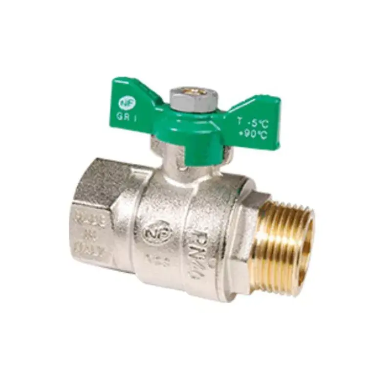 Vente Directe Vanne à sphère laiton - Mâle/Femelle - Ø3/4” - Manette papillon verte