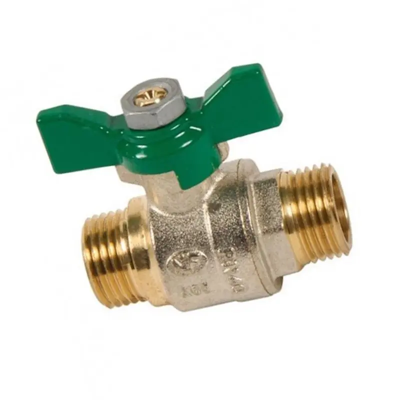 Vanne à sphère laiton - Mâle/Mâle - Ø3/8” - Manette papillon verte Premium