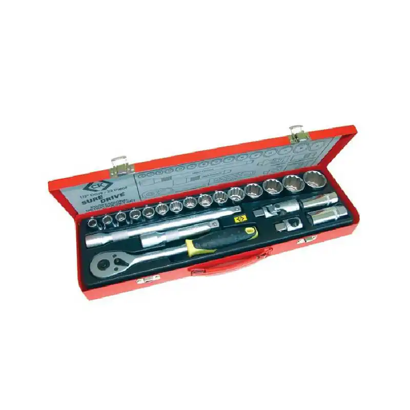 Réduction Coffret clé à cliquet Ck outillage – 22 pièces – 1/2&Prime; – Douilles de 10 à 32 mm
