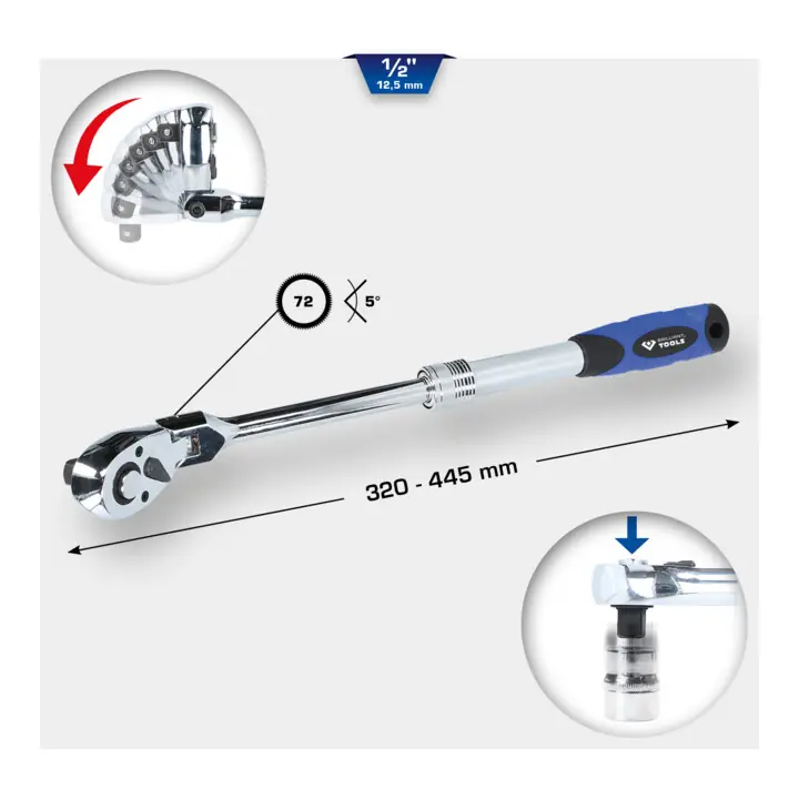 Acheter En Ligne Brilliant Tools Cliquet réversible télescopique 1/2" avec tête flexible