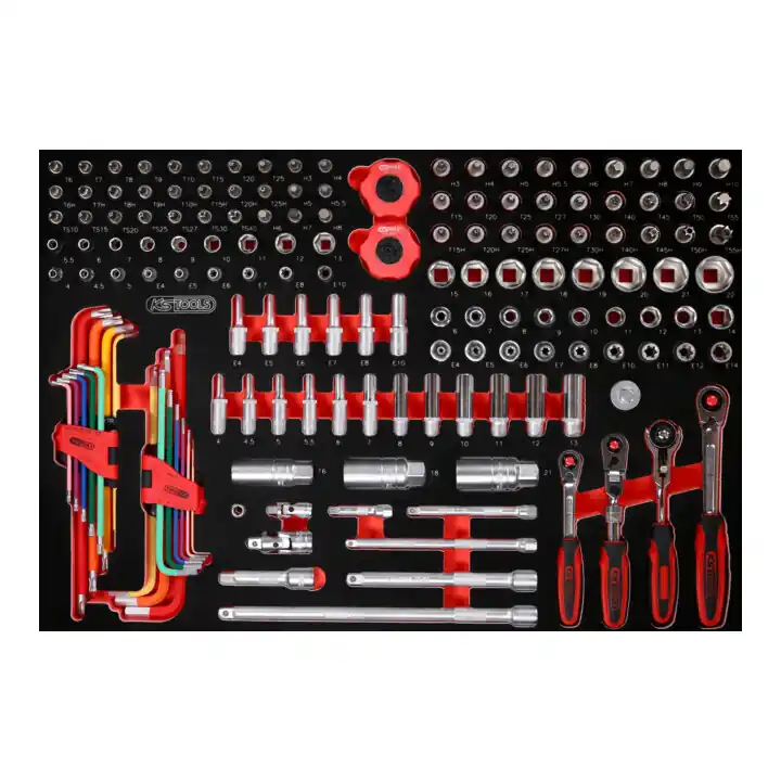 En Vogue Jeu de clés à douille 1/4''+ 3/8" dans insert en mousse, 156 pcs KS Tools