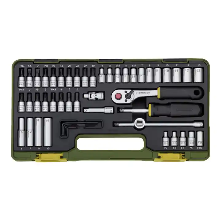 Proxxon Jeu de clés à douilles à cliquet, 1/4&Prime;, 50 pcs. Exclusif