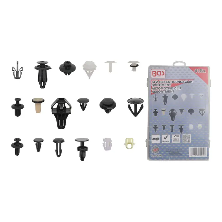 Artisanat BGS Assortiment de clips de fixation automobiles pour Honda 418 pièces