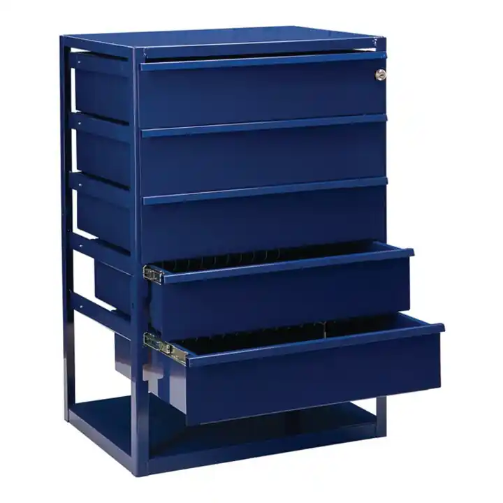 Expédition Rapide Armoire comptoir LOGS 190 H795xl540xP390mm 5 tiroirs tablettes bleu RAL 5022 LOG