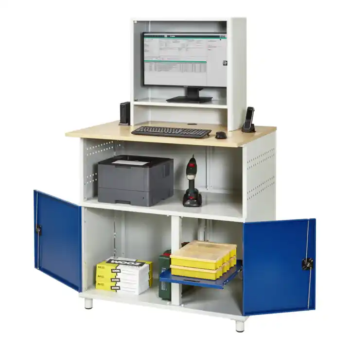 Table d'ordinateur Rau avec boîtier pour écran fixe LxPxH 1100x800x1100/1810mm Quantité Limitée