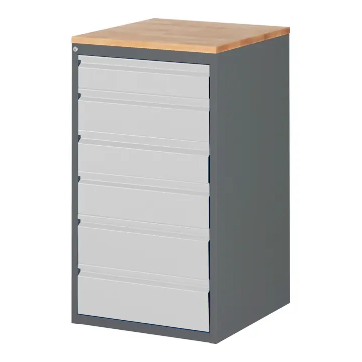 Armoire à tiroirs STIER Premium avec 6 tiroirs et dessus en hêtre, lxPxH 580x650x1 035 mm Expédition Rapide