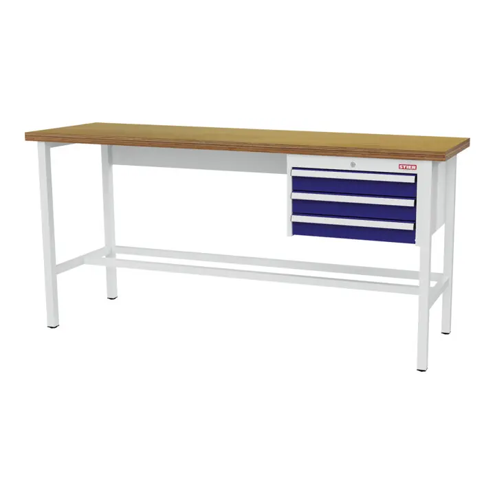Meilleure Vente établi STIER avec 3 tiroirs de 100 mm, lxPxH 2 000x600x960 mm, RAL 7035 / RAL 5010