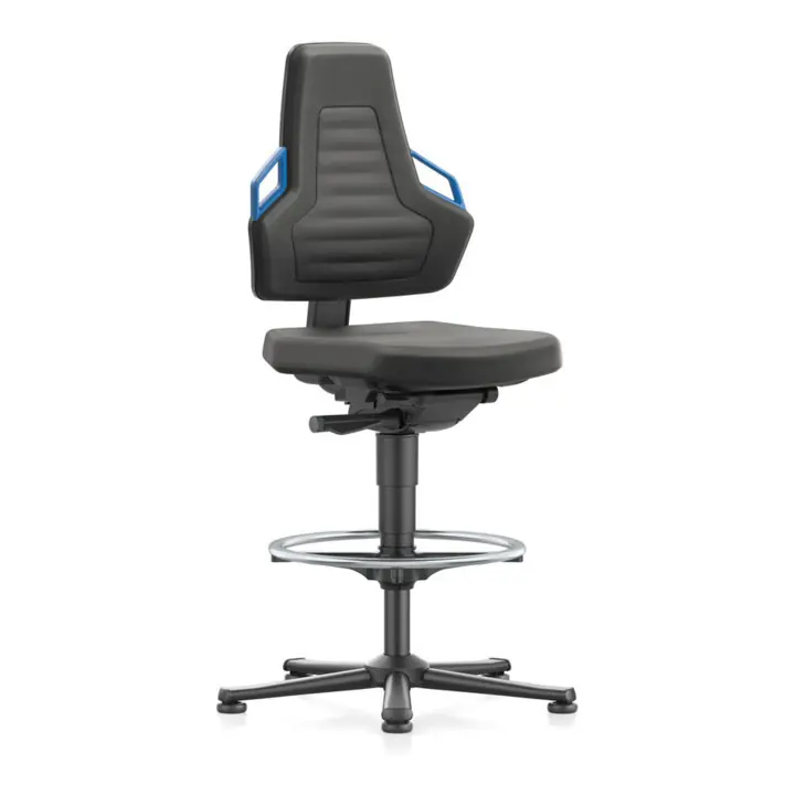 En Vogue Arbeitsdrehstuhl Nexxit Gleiter+Fußring Supertec schwarz Griff blau 570-820mm
