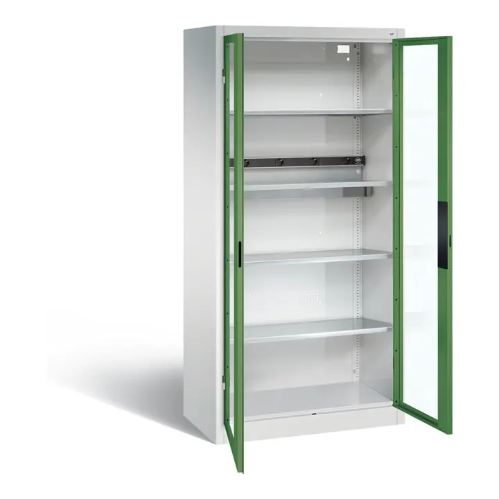 Prix Promo Armoire de charge C+P pour 5 outils électriques, fenêtre, H1950xL930xP500mm, vert réséda/gris clair