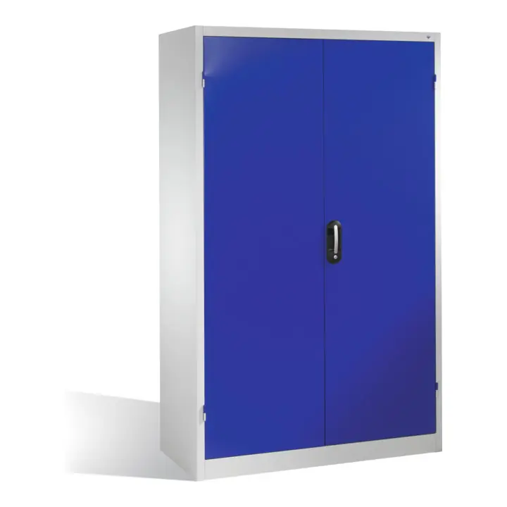 En Vogue Armoire à outils pour charges lourdes C+P avec portes battantes, 4 tablettes intérieures, H1950xL1200xP500mm Façade bleu gentiane Corps gris clair