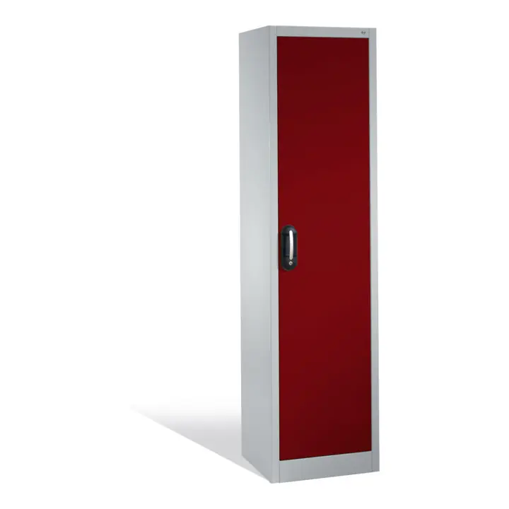 Top Qualité Armoire à outils C+P avec porte battante, 4 tablettes intérieures, H1950xL500xP400mm Façade rouge rubis Corps gris clair