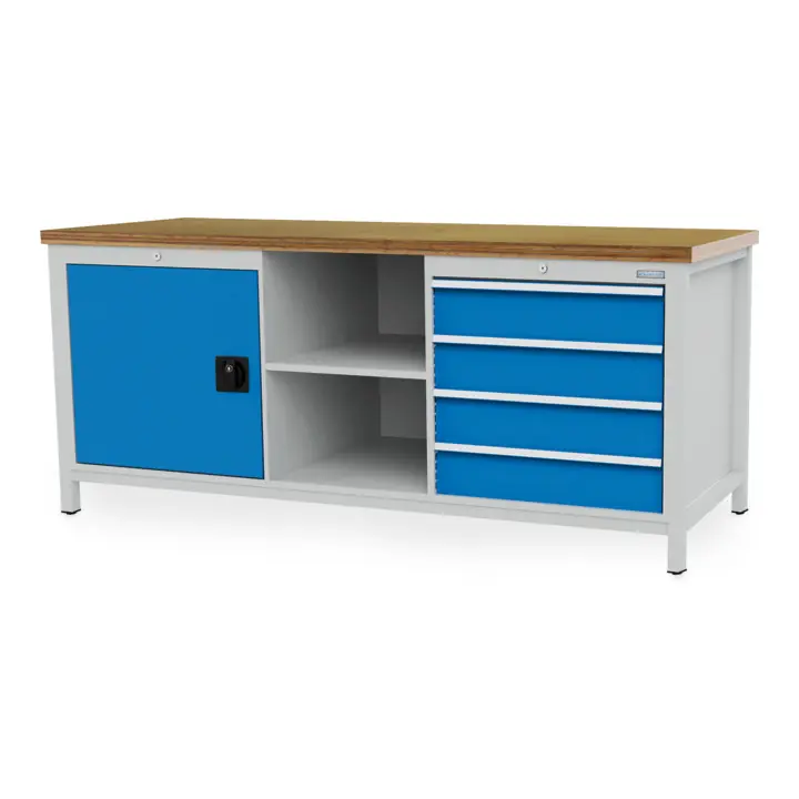 En Vogue Table de travail Bedrunka+Hirth type boîte R 24-24 avec 4 tiroirs LxPxH 2000x750x959 mm