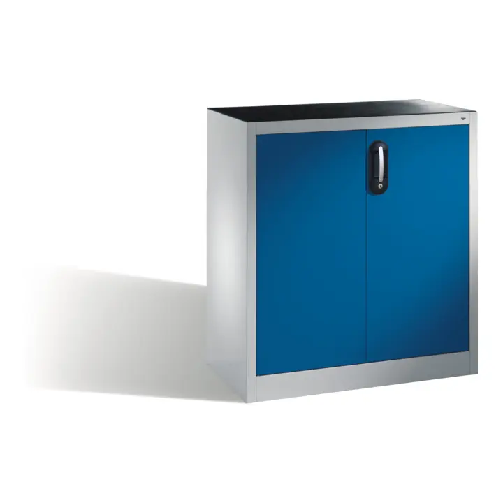 Achat Immédiat Armoire d'appoint à outils C+P avec portes battantes, 1 tablette intérieure, H1000xL930xP400mm Façade bleu gentiane Corps gris clair