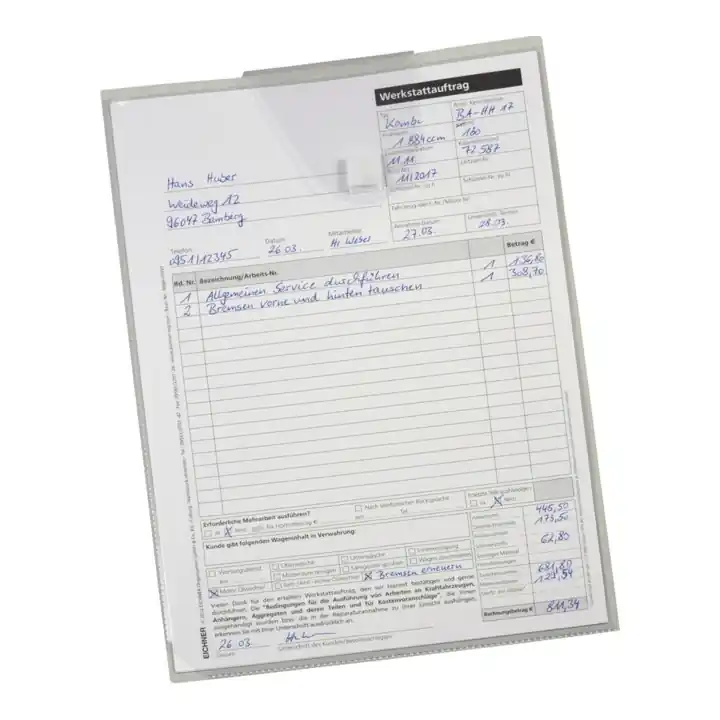 Livraison Mondiale Pochette et support de documents automobile en PVC Eichner pour DIN A4, 218 x