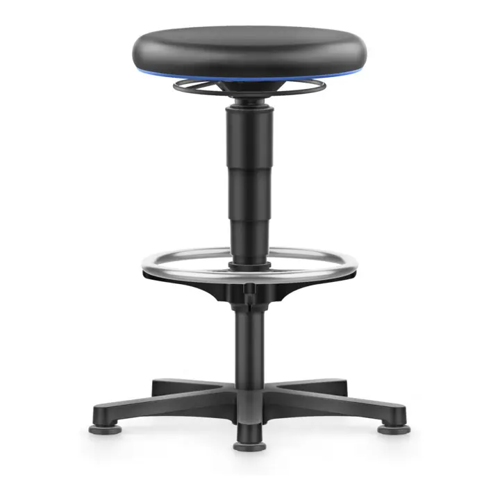 bimos Allround tabouret avec patins et repose-pieds, similicuir noir, hauteur d'assise 560-830 mm Offre Exclusive