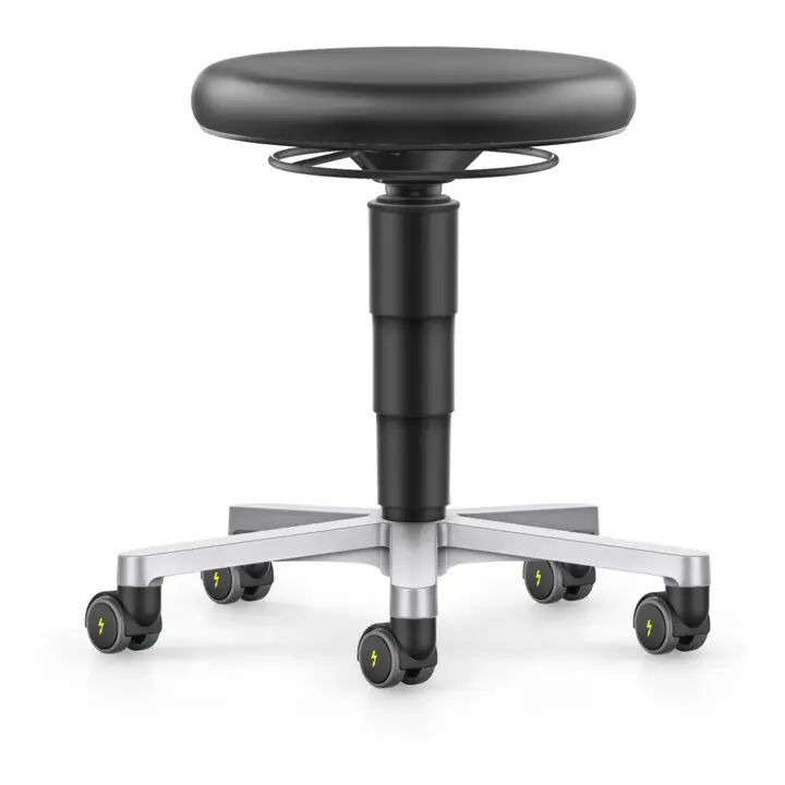 Paiement Sécurisé bimos ESD tabouret avec roulettes, similicuir noir, hauteur d'assise 450-650 mm