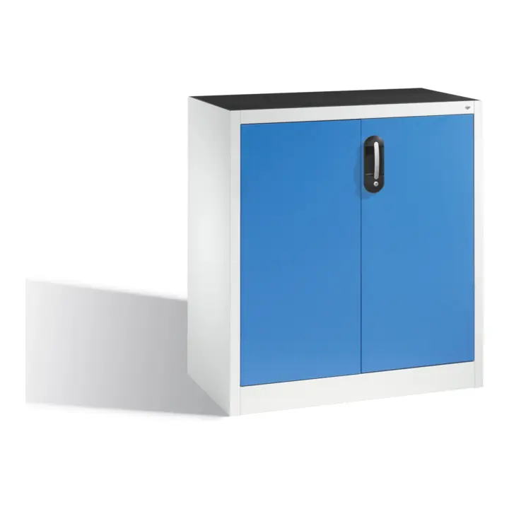 Original Armoire d'appoint à outils C+P avec portes battantes, 1 tablette intérieure, H1000xL930xP500mm Façade bleu clair Corps gris clair