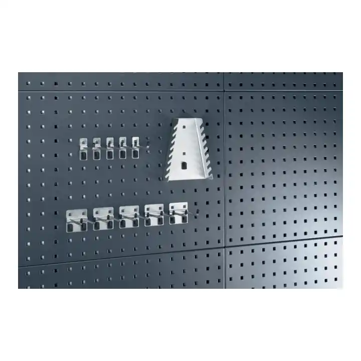 Promotion Assortiment de porte-outils 11-pcs. galvanisé p. panneaux perforés 5 crochet/5 d
