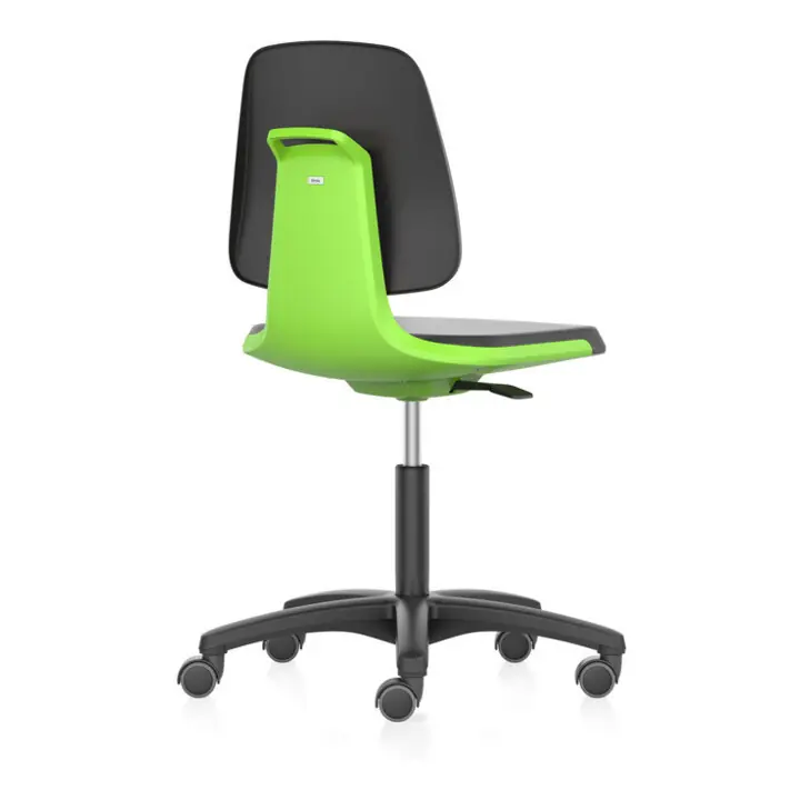 Jusqu’à Épuisement Des Stocks bimos Chaise de travail Labsit 2, cuir K vert Hauteur d’assise 450-650 mm avec roulettes