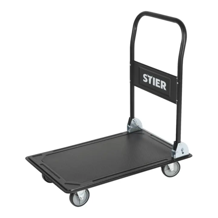 Offre Du Jour Chariot à plate-forme rabattable STIER, capacité de charge 150 kg, plate-forme 735x470 mm