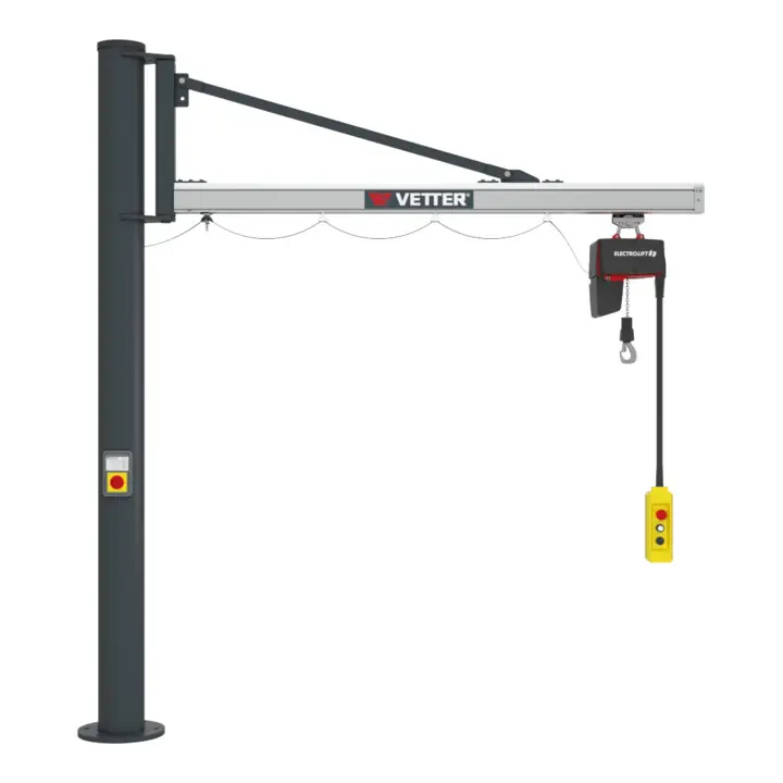 Grue pivotante sur colonne Vetter UNILIFT Système d'ancrage composite Palan électrique à chaîne 125kg, 5,9m Quantité Limitée