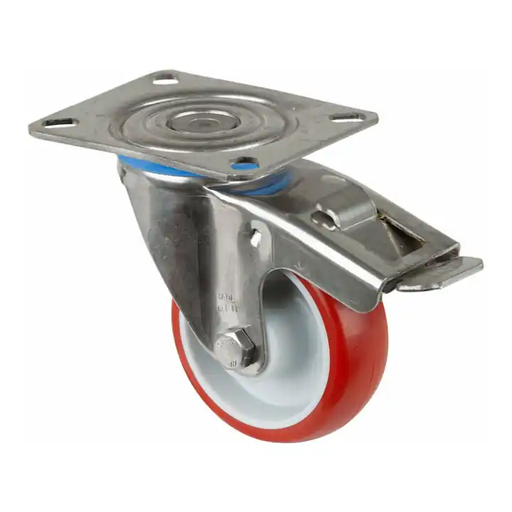 BS Rollen Roulette pivotante avec blocage total, diamètre 80 mm, H120 x L26, 100 kg, inox Bon Plan